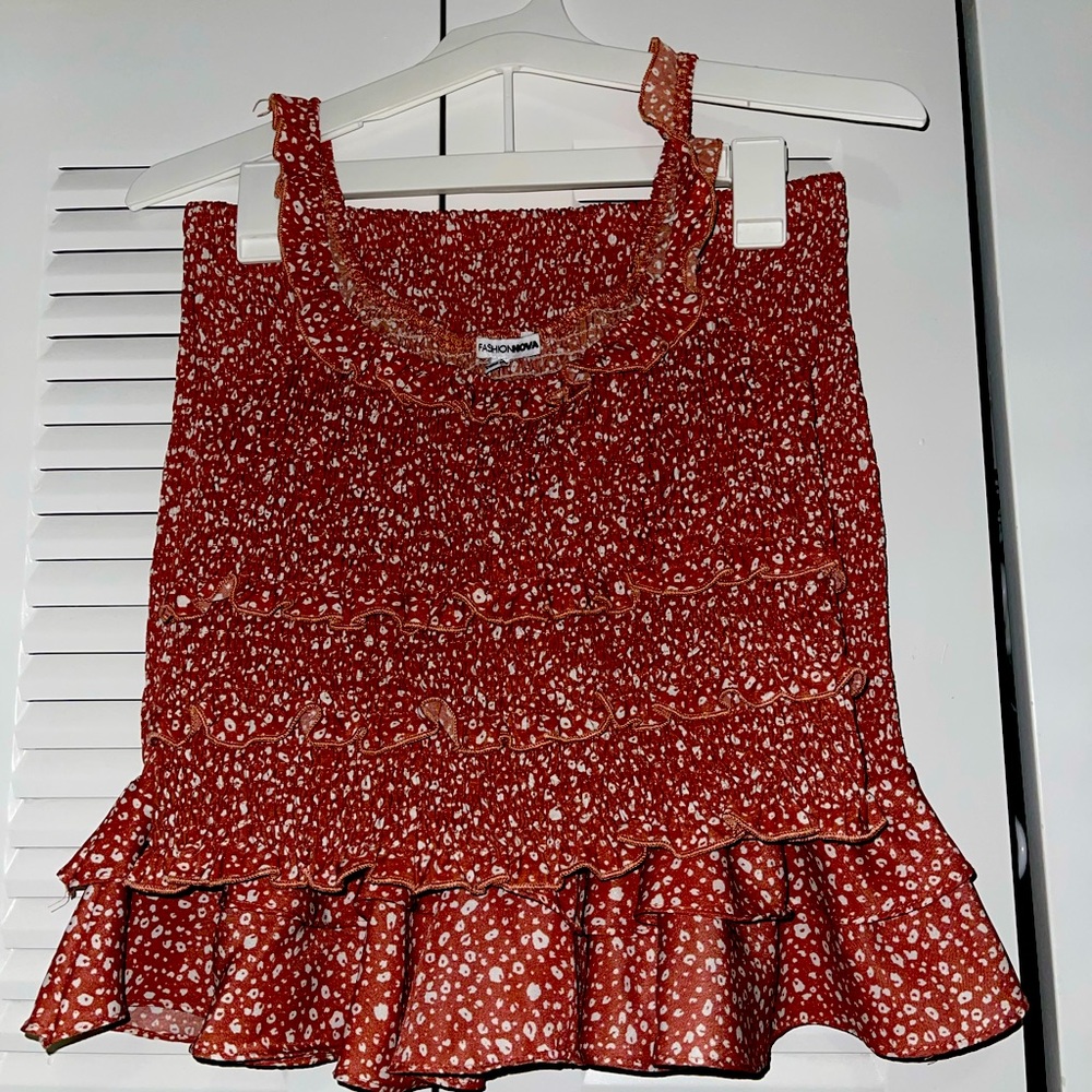 Sugar And Spice Smocked Skirt Set - Mauve